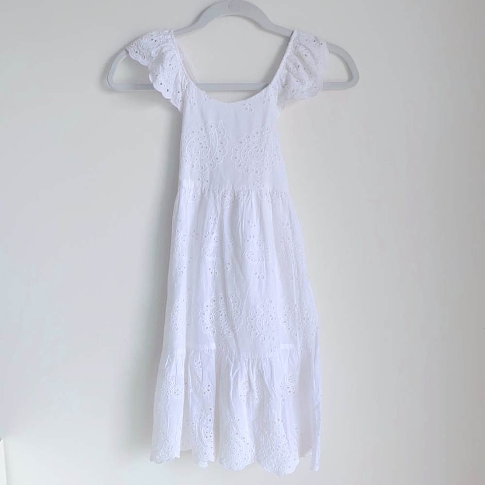 Zara Girls White Eyelit Dress Size 6